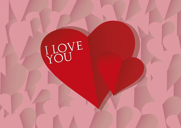 Red hearts on pink valentine background - Vector, Image