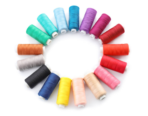 Set of sewing threads on white background - 写真・画像