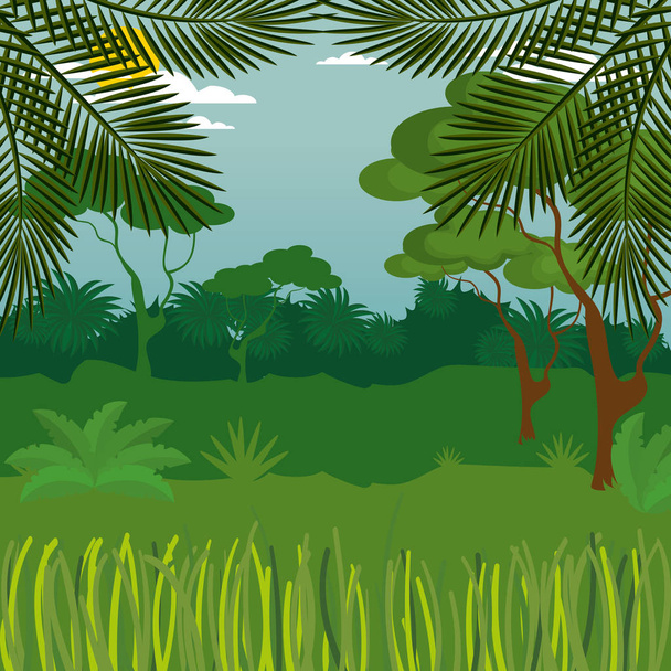 floresta tropical selva cena natural
 - Vetor, Imagem