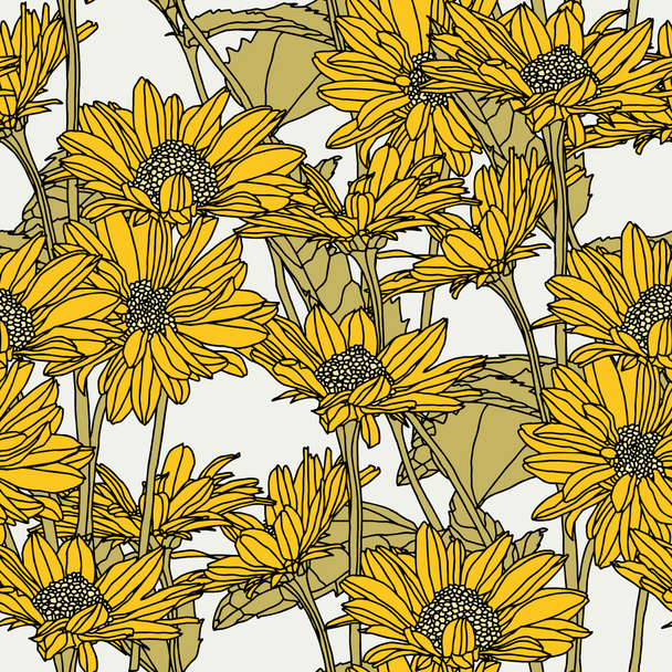 Elegance Seamless pattern with flowers - Vector, Image