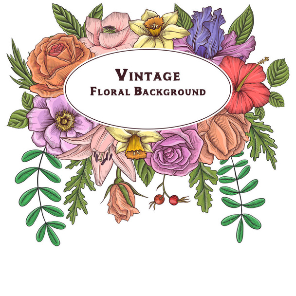 vintage vector floral composition - Vector, Image