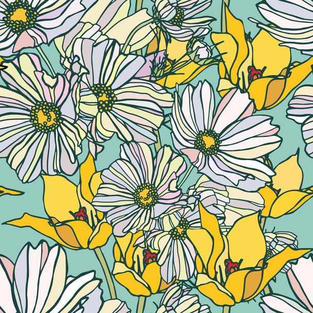 Elegance Seamless pattern with flowers - Vektori, kuva