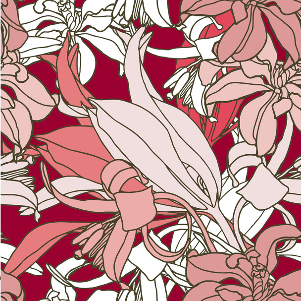 Elegance Seamless pattern with flowers tulips - Vector, Image