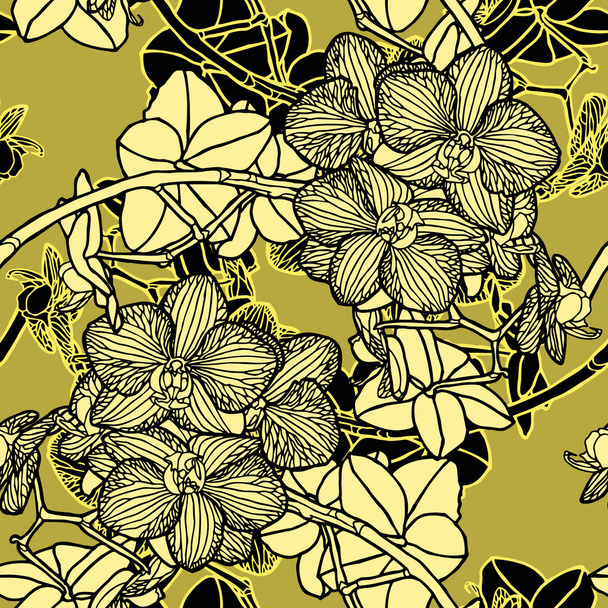 seamless flower pattern with orchids - Вектор,изображение