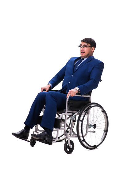 Geschäftsmann mit Rollstuhl isoliert auf weißem Hintergrund - Foto, Bild