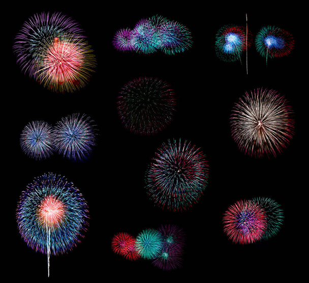 Set astratto sfondo fuochi d'artificio colorati con spazio libero di copia per il testo. Celebrazione colorata e concetto di anniversario per il tuo design
 - Foto, immagini