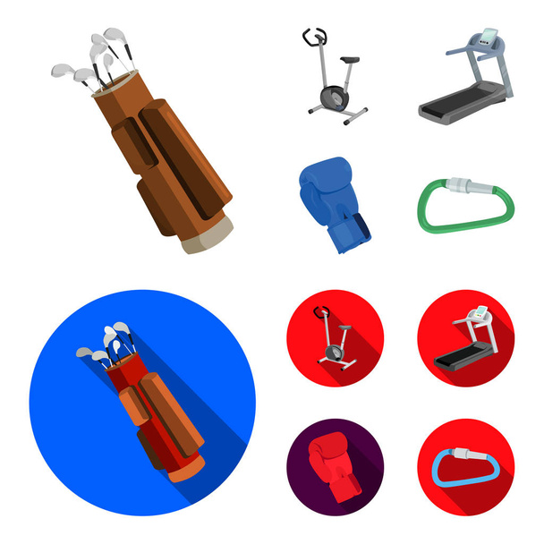 Exercise bike, treadmill, glove boxer, lock. Sport set collection icons in cartoon,flat ,flat style vector symbol stock illustration web. - Vetor, Imagem