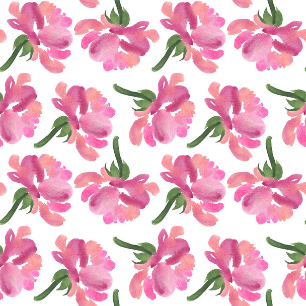 Seamless pattern of pink watercolor rose flowers - Photo, Image