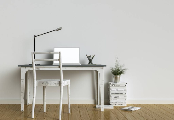 Modern white home office interior design 3d Rendering - Foto, immagini