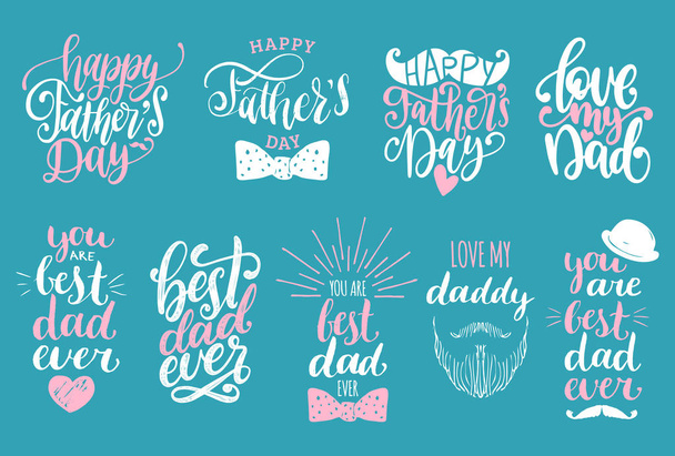 Creative letterings for Fathers day on blue background - Vector, Image