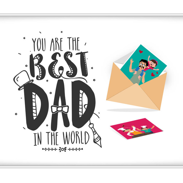 You are the Best Dad in the World with photograps of a father, son and daughter.  - Vektör, Görsel