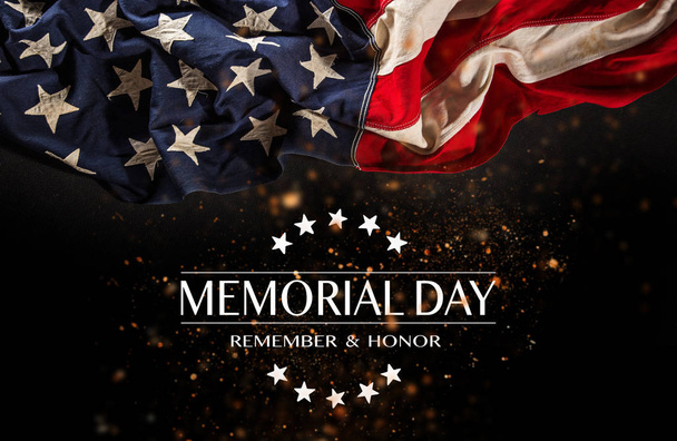 American flag with the text Memorial day. - Foto, Imagem