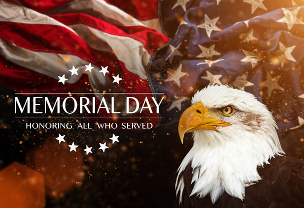 American flag with the text Memorial day. - Foto, imagen