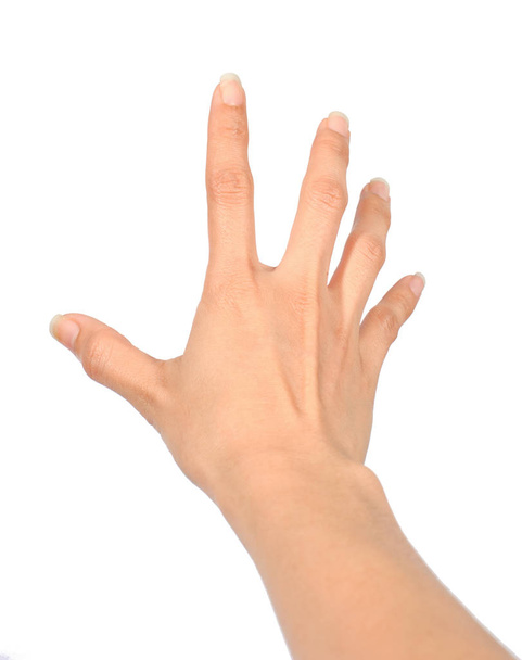 рука женщины захватить проводки изолировать на белом фоне
 - Фото, изображение