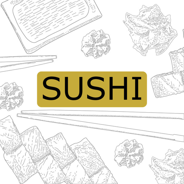 Concept design of the invitation sushi restaurant. Vector illustration - Vettoriali, immagini