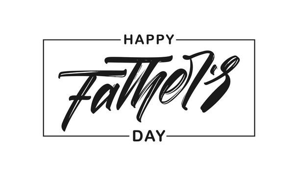 Vector illustration: Handwritten type lettering composition of Happy Fathers Day isolated on white background - Vector, imagen