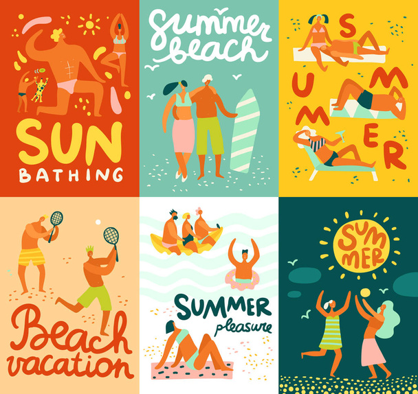 Vacation Flat Cards - Vector, Image