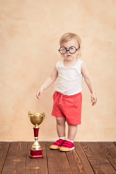 Baby boy funny sportsman. Success and winner concept - Foto, immagini