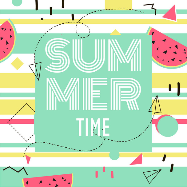 Summer minimalism abstract geometric vector hipster background. Triangles watermelon doodles creative concept. Hand painted minimal geometrical trendy illustration. - Vektori, kuva