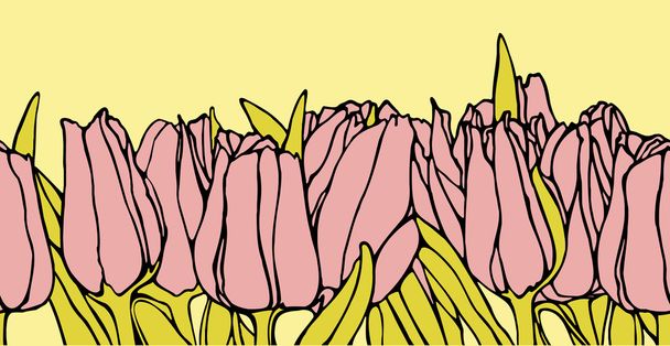 Elegance Seamless pattern with flowers tulips - Wektor, obraz