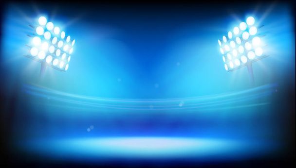 Spotlights illuminating the stadium. Abstract vector illustration. - Vector, Image