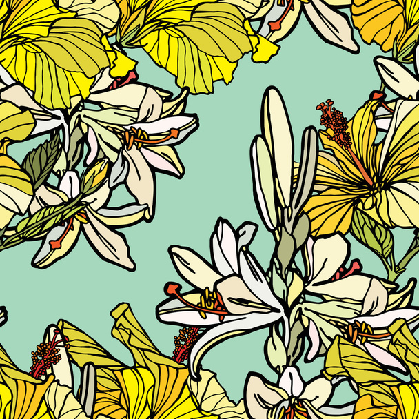 Elegance Seamless pattern with flowers - Vector, Image
