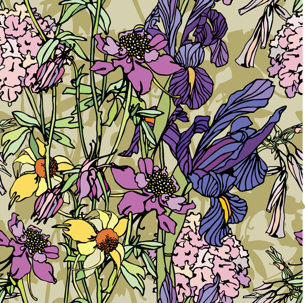 Elegance Seamless pattern with flowers - Wektor, obraz