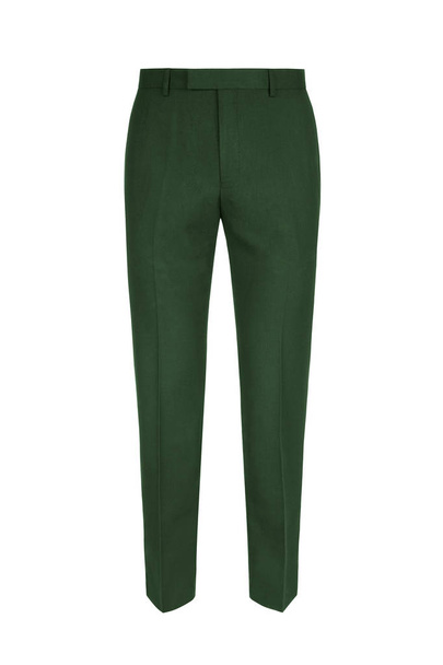 Зеленые формальные мужские брюки изолированы на белом фоне
 - Фото, изображение