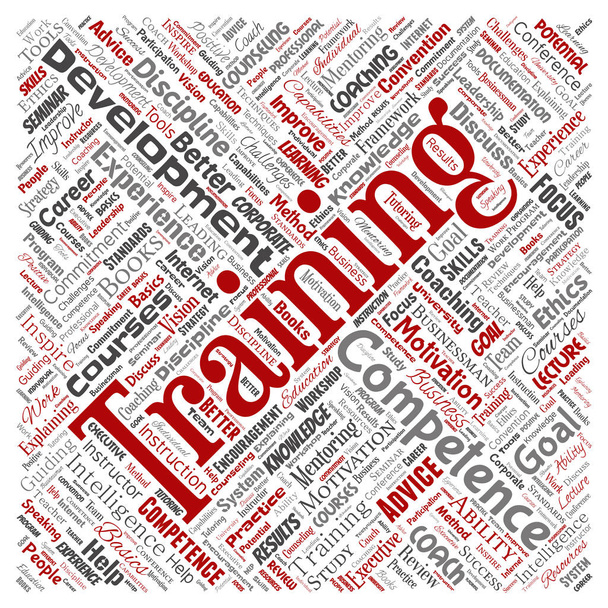 conceptual training square word cloud, vector, illustration - Vector, Image