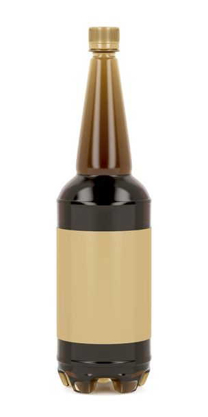 Big plastic beer bottle with blank label on white background - Zdjęcie, obraz