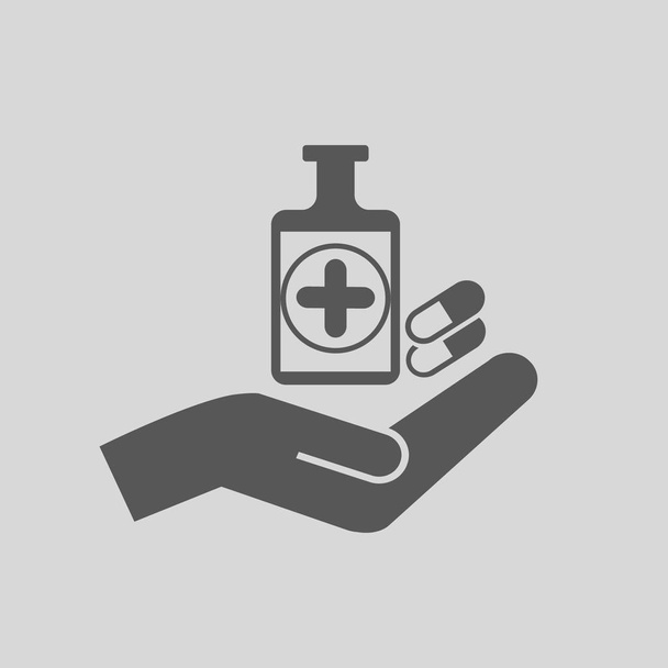 Medicine and hand vector icon - Vector, Image