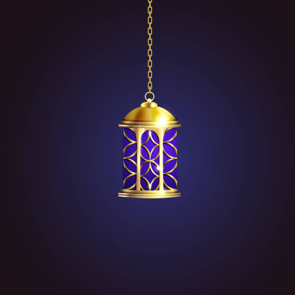 Gold vintage luminous lantern - Vector, imagen