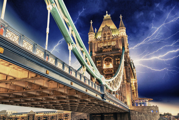 Storm over Tower Bridge at night - London - Photo, Image