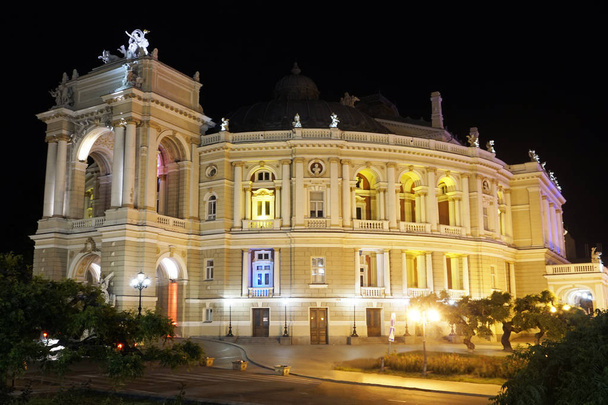 Opera and Ballet Theatre at night in Odessa Ukraine - Photo, Image