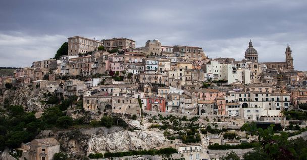 Colorful houses and streets in old medieval village Ragusa in Sicily, Italy.  - Фото, изображение