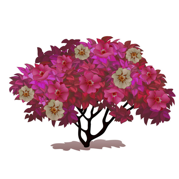 Fancy a Bush covered with flowers. Fantasy nature. Vector illustration. - Vector, imagen