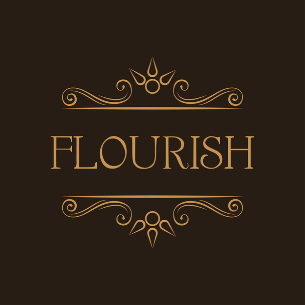 Flourish swirly lines. Page decorative divider. Filigree ornate frame. Wedding card, Greeting card design. Vector. - ベクター画像