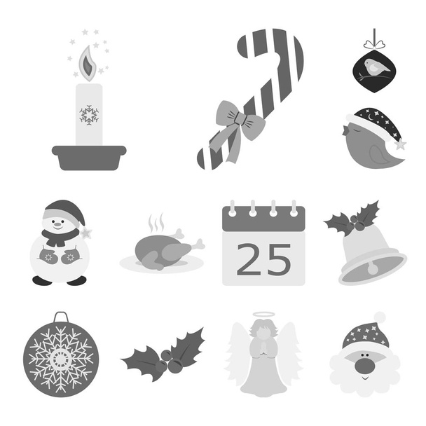 Christmas attributes and accessories monochrome icons in set collection for design. Merry Christmas vector symbol stock web illustration. - Vektor, kép