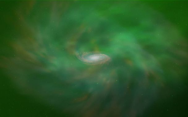Светло-зеленый векторный фон со звездами галактик. Сияющая цветная иллюстрация с яркими астрономическими звездами. Шаблон для футуристической рекламы, буклеты
. - Вектор,изображение