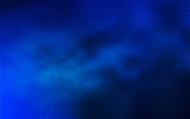 銀河系の星との明るい青色のベクトル背景。カラフルな宇宙の星が光る抽象的なイラスト。未来的な広告、小冊子のパターン. - ベクター画像