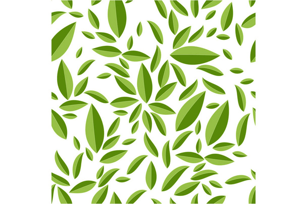 Naadloze geometrische patroon, groene bladeren op een witte achtergrond, strepen abstract sjabloon, vectorillustratie - Vector, afbeelding
