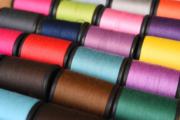 close up of colorful thread spools for background - Photo, Image