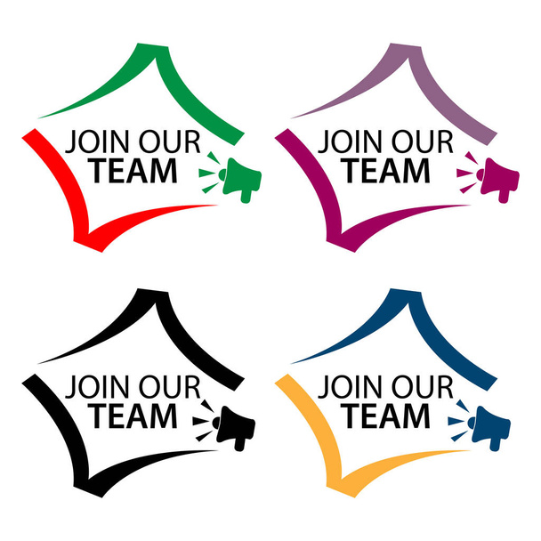 Join our team with megaphone icon. Flat vector illustration on white background. - Vector, Image