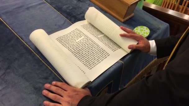 Jewish Rabbi reads The Megillah Scroll (Book of Esther)  - Footage, Video