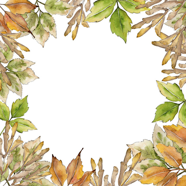 Maple leaves in a watercolor style. Frame border ornament square. Aquarelle leaf for background, texture, wrapper pattern, frame or border. - Fotó, kép