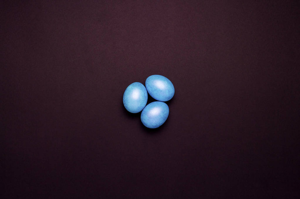 Easter Blue Eggs on the Black Background - Photo, Image