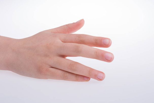 Mão aberta para um gesto isolado sobre fundo branco - Foto, Imagem