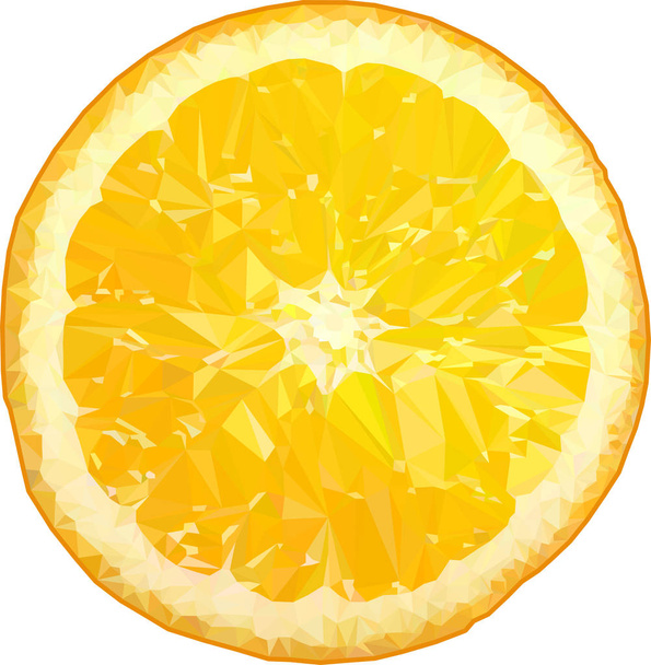 Reális narancs alacsony poly grafikus stílus. Sokszögű narancs elszigetelt fehér background - Vektor, kép