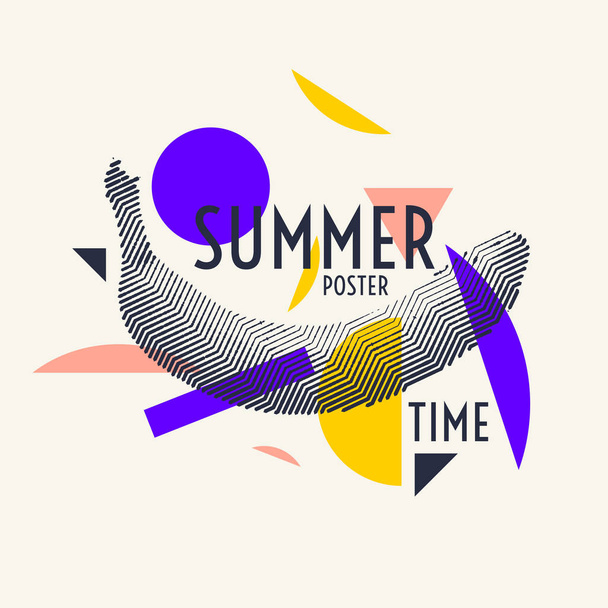 Summer time stylish poster, trendy graphics. Vector illustration - Vetor, Imagem