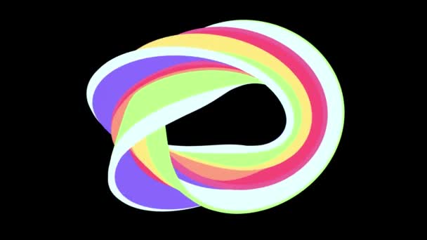 Soft colors flat 3D curved rainbow donut candy seamless loop abstract shape animation background new quality universal motion dynamic animated colorful joyful video footage - Footage, Video